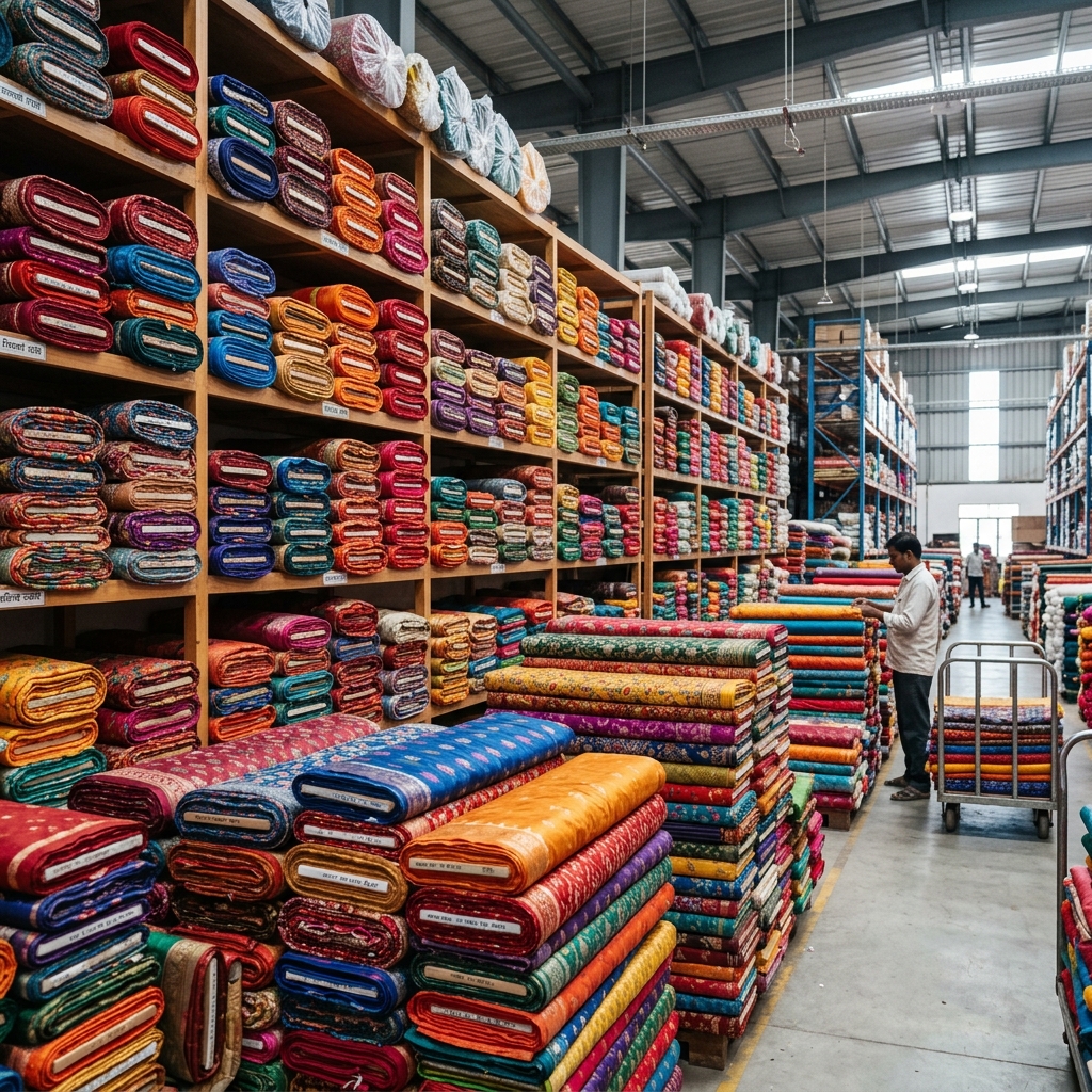 Indian textile fabric rolls