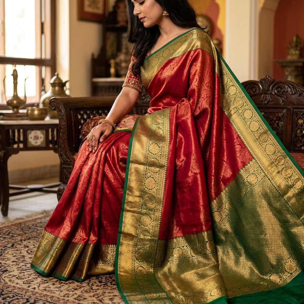 Silk saree fabric texture