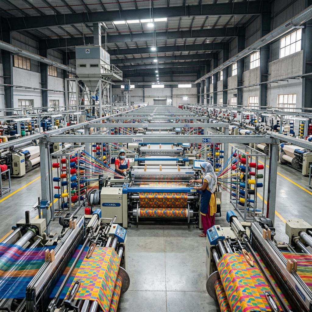 Textile factory India production line